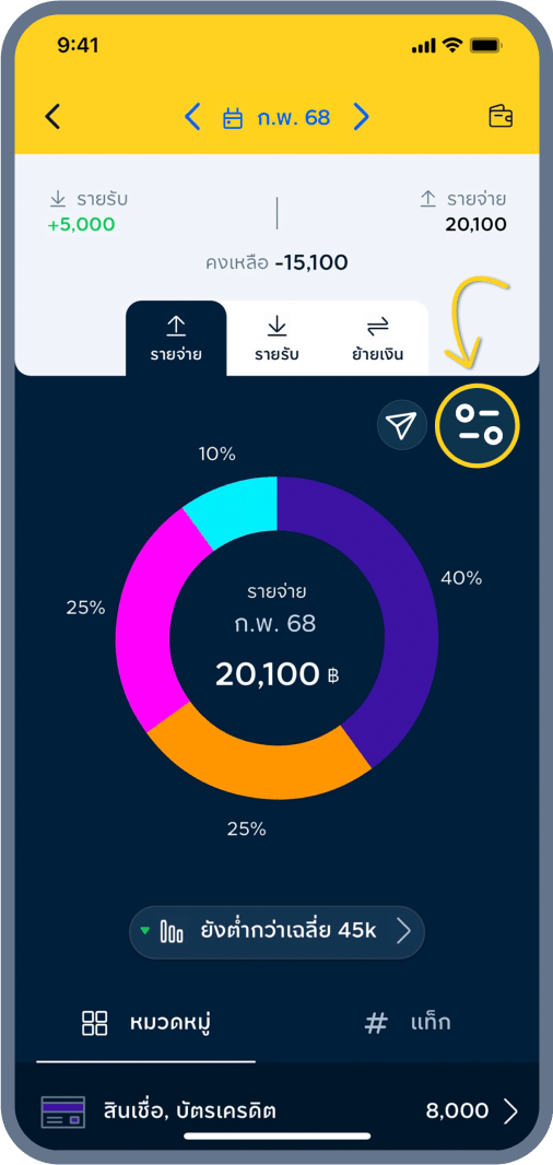 2. กด ตัวกรอง