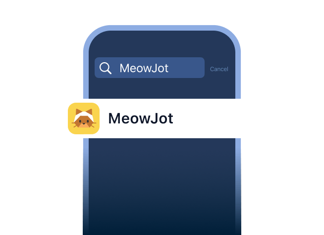 3. ค้นหาแอป "MeowJot" ที่แถบค้นหา