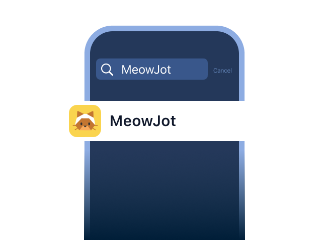 3. ค้นหาแอป "MeowJot" ที่แถบค้นหา