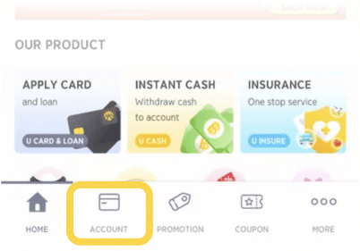 2. เลือกเมนู บัญชี / Account