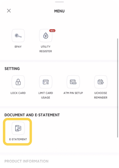 4. เลือก ใบแจ้งยอดอีเลคทรอนิกส์ / E-Statement